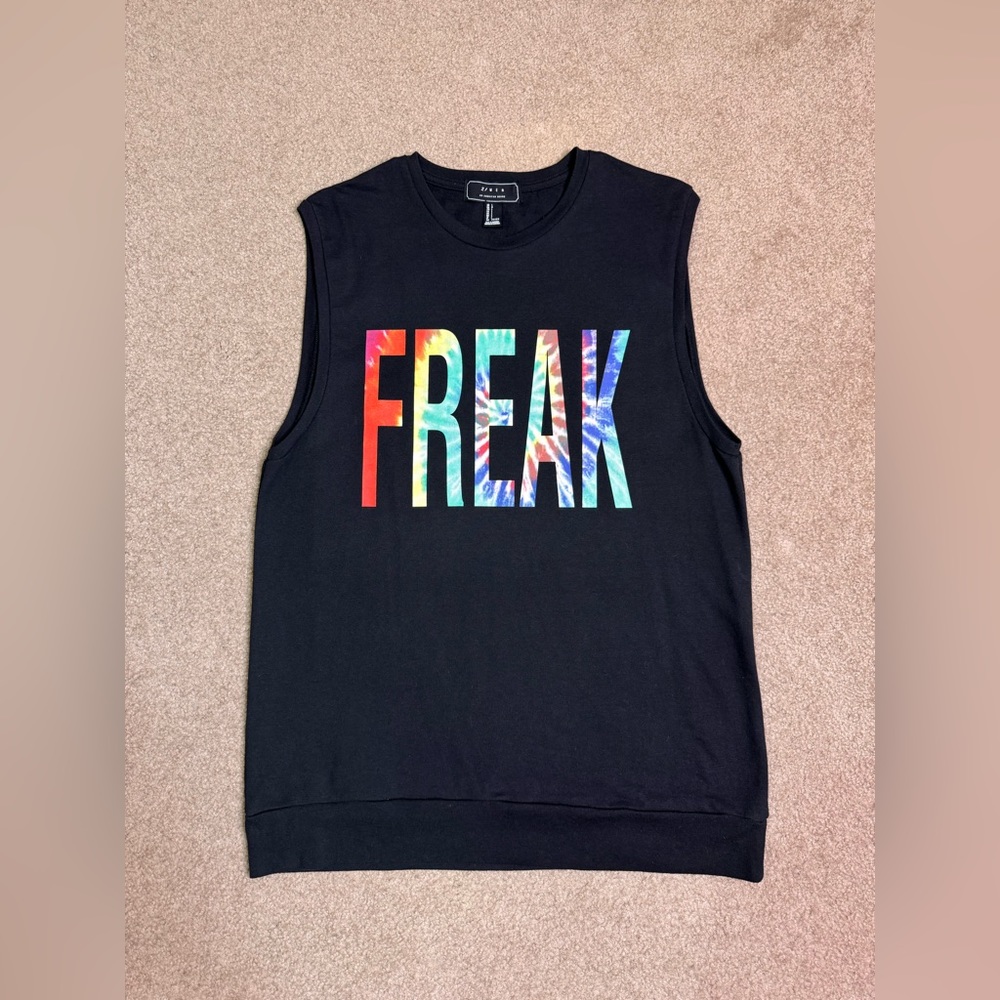 Forever 21 Men “FREAK” Tie Dye Muscle Tee Tank Top Large